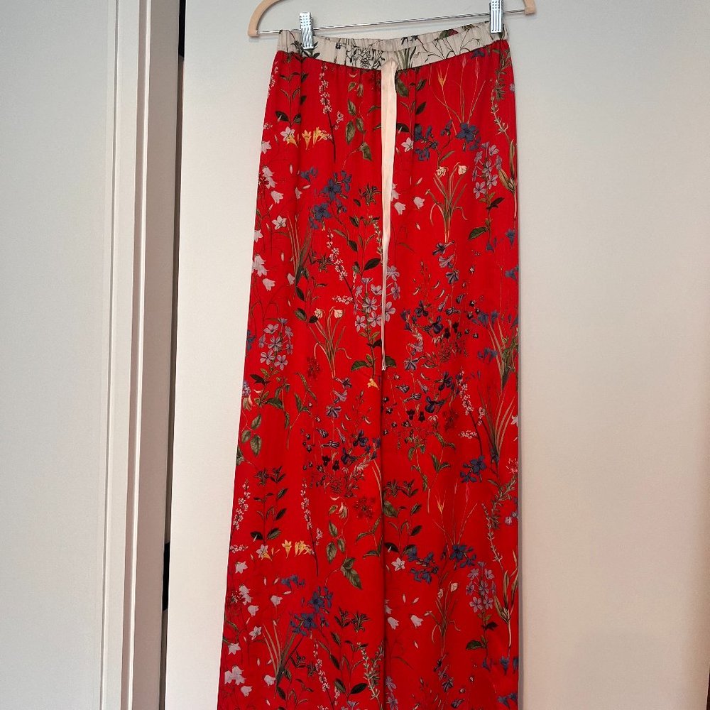 Alexis Pearson Floral Pijama Silk Flare Pants Small